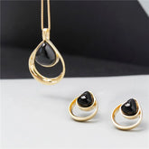 CONJUNTO BELLE DOURADO PEDRA GOTA